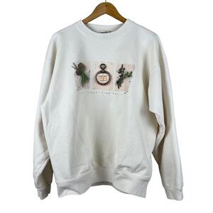 VTG Maze Beige Santa Claus Christmas Crew Neck Sweatshirt 90s Y2K Unisex Sz XL